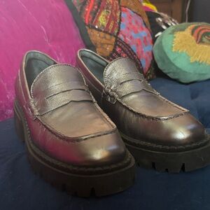 Free People Metallic Silver Loafers